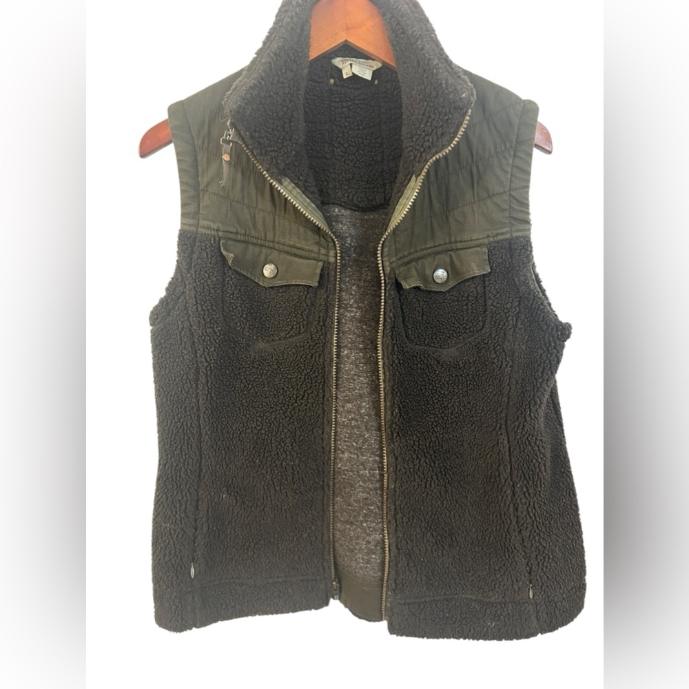 Royal Robbins Vest Jacket Brown Teddy Sherpa Full Zip Pocket Size Large